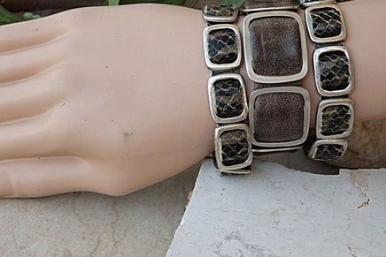 Leather Bracelet. Bohemian Jewelry. Rocker Brown Bracelet. Boho Cuff Bracelet. Chunky Leather Cuff. Native American Cuff. Metal And Leather