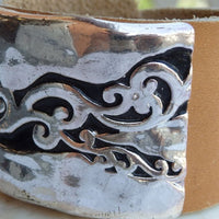 Leather Bracelet. Brown Cuff Leather Bracelet. Chunky Cuff Men Leather Bracelet. Women Leather Beacelet. Silver And Leather Unique Jewelry.