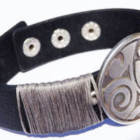 Leather Bracelet. Mens Leaher Bracelet . Unisex Leather Bracelet . Black Leather Bracelet. Women Coin Leather Bracelet. Silver And Leather