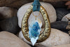 Leather Statement Necklace. Seashell Pendant. Boho Leather Necklace With Large Pendant. Turquoise Leather Necklace. Blue Brass Shell Jewelry