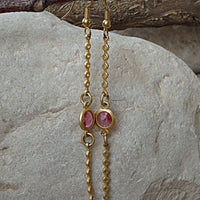 Light Pink Fuchsia Earrings. Rebeka Hook Earrings. Bar Earrings. Womens Earrings. Gold Long Earrings. Daily Jewelry.chanel Style Earring