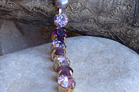 Lilac Purple Rebeka Tennis Bracelet. Pastel Color Rhinestone Elegant Bracelet.lavender Purple Adjustable Crystal Shiny Bracelet.gift Idea