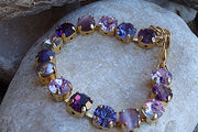 Lilac Purple Rebeka Tennis Bracelet. Pastel Color Rhinestone Elegant Bracelet.lavender Purple Adjustable Crystal Shiny Bracelet.gift Idea