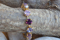 Lilac Purple Rebeka Tennis Bracelet. Pastel Color Rhinestone Elegant Bracelet.lavender Purple Adjustable Crystal Shiny Bracelet.gift Idea