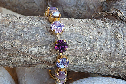 Lilac Purple Rebeka Tennis Bracelet. Pastel Color Rhinestone Elegant Bracelet.lavender Purple Adjustable Crystal Shiny Bracelet.gift Idea