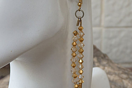 Long Beads Earrings. Beaded Earrings. Champagne Earrings. Gold Beaded Earrings. Champagne And Gold Long Earrings. Rebeka Beads Earrings