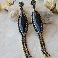 Long Black Earrings. Black Dangle Earring. Statement Earrings. Rebeka Chandelier. Trending Earrings. Black Gold Earrings. Bold Earrings