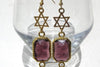 Magen David Earrings. Star Of David Earrings. Jewish Gold Chandelier Earrings. Purple Rebeka Earrings. Jewish Jewelry. Jewish Earrings
