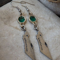 Map Of Israel Jewelry. Holy Land Earrings. Israel Map Earrings. Judaica Earrings. Jewish Jewelry. Jerusalem Engraved .green Silver Earrings.