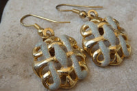 Mesh Gold Earrings. Classic Dangle Earrings For Bride. Bridal Jewelry. Grid Vintage Earrings. Bridesmaid Earrings Gift.trap Earrings For Her