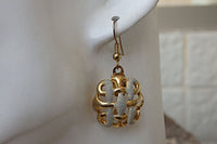 Mesh Gold Earrings. Classic Dangle Earrings For Bride. Bridal Jewelry. Grid Vintage Earrings. Bridesmaid Earrings Gift.trap Earrings For Her