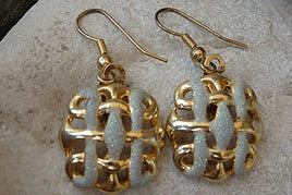 Mesh Gold Earrings. Classic Dangle Earrings For Bride. Bridal Jewelry. Grid Vintage Earrings. Bridesmaid Earrings Gift.trap Earrings For Her