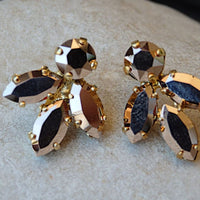 Metallic Rose Gold Earrings. Gift Under 50. Maid Gift Ideas. Rose Gold Stud Earrings. Metallic Wedding Jewelry. Rebeka Crystal Earrings