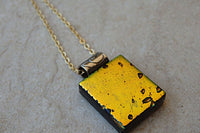Minimalist Pendant. Handmade Glass Pendant. Fused Glass Jewelry. Orange Glass Necklace. Square Fused Glass Pendant. Unique Small Pendant