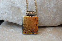 Minimalist Pendant. Handmade Glass Pendant. Fused Glass Jewelry. Orange Glass Necklace. Square Fused Glass Pendant. Unique Small Pendant