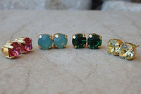 Minimalist Stud Earrings. Stone 4 Prong Earrings