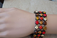 Multi Colors Rebeka Bracelet. Rhinestone Red Champagne Orange Brown Bracelet. Vintage Bracelet. Thick Bracelet. Chunky Stone Bracelet