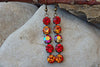 Multi Colors Rebeka Earrings. Red Orange Earrings. Antique Brass Fire Earrings. Pave Earrings. Rebeka Crystal Fancy Bar Stone Earrings