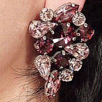 Multi Stone Cluster Stud Earrings. Black & White Rebeka Earrings. Large Elegant Stud Earrings. Cocktail Earrings. Big Statement Earrings