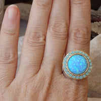 Multi Stone Opal Ring. Blue Circle Ring. Fire Opal Ring. Adjustable Rebeka Statement Ring. Stackable Ring. Gold Open Back Ring. Big Rings