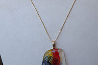 Multicolor Fused Glass Necklace. Handmade Glass Pendant For Women Gift For Women. Christmas Gift. Glass Jewelry. Red Yellow Glass Pendant