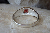 Narrow Garnet Signet Ring