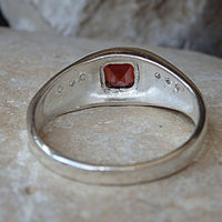 Narrow Garnet Signet Ring