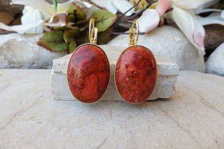 Natural Red Coral Earrings. Orange Red Earrings. Natural Organic Earrings. Genuine Gemstones Earrings. Casual Earrings. Bohochic Earrings