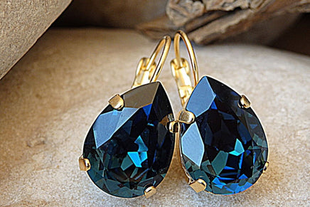 Navy Blue Drop Earrings