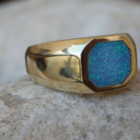 Octagon Opal Signet Ring