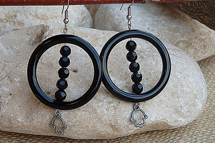 Onyx Hoop Earrings