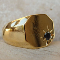 Onyx Signet Ring. Goldfilled Octagon Ring With Black Onyx Gold Signet Ring. Gold Onyx Ring. Black Stone Ring. Onyx Star Signet Gold Ring