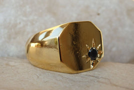 Onyx Signet Ring. Goldfilled Octagon Ring With Black Onyx Gold Signet Ring. Gold Onyx Ring. Black Stone Ring. Onyx Star Signet Gold Ring