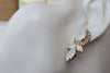 Opal Crystal Earrings. Bridesmais Jewelry Gifts. Rebeka Earrings. Bride White Opal Earrings. Bridal Jewelry.wedding Cluster Stud Earrings