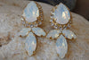 Opal Crystal Earrings. Bridesmais Jewelry Gifts. Rebeka Earrings. Bride White Opal Earrings. Bridal Jewelry.wedding Cluster Stud Earrings