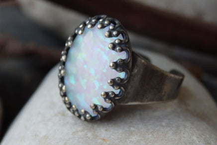 Opal Dark Silver Ring