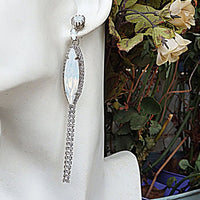 Opal Earrings. Long Dangle Earrings. Jewelry For Brides. Long Drop Earrings. White Opal Chandelier Earrings. Bridal Rebeka Earrings.