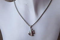 Opal Fish Necklace. White Opal Ocean Necklace. Opal And Zirconia Necklace. Fire Opal Fish Necklace. 925 Sterling Silver Good Luck Necklace