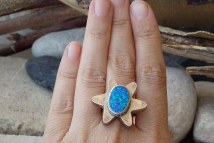 Opal Flower Ring