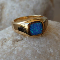 Opal Gold Signet Ring