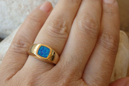 Opal Gold Signet Ring