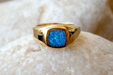 Opal Gold Signet Ring