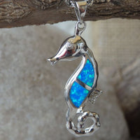 Opal Morse Pendant Necklace. Ocean Blue Opal Necklace. Walrus Opal Jewelry. Sea Animal Necklace. Nautical Necklace. Jewelry Gift For Her