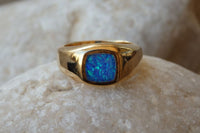 Opal Silver Signet Ring