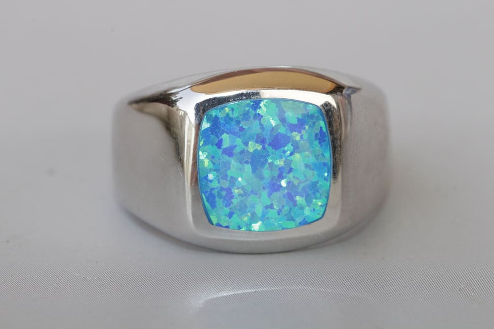 Opal Silver Signet Ring