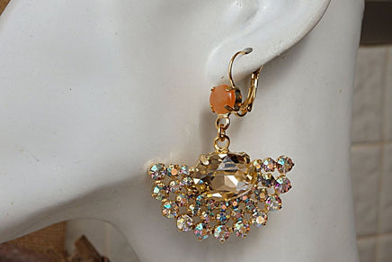 Orange Champagne Fan Earrings