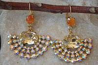 Orange Champagne Fan Earrings