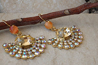 Orange Champagne Fan Earrings