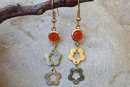 Orange Earrings. Fall Earrings. Autumn Earrings. Orange Tangerine. Costume Earrings. Orange And Gold. Rebeka Dangle. Long Dangle Earrings