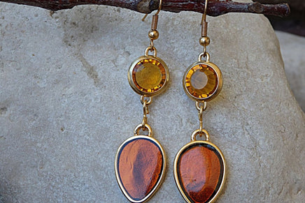 Orange Teardrop Dangle Earrings